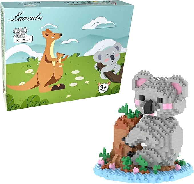 Larcele Animal Series Micro Building Blocks Animal Set DIY Mini 3D Building Toy Bricks1000 Pieces KLJM-07 (Koala)