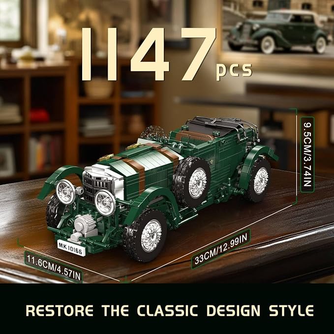 Mould King Classic Car Building Set MOC Blower Vintage Car Building Blocks Set Home Decoration Model Kit Display Construction Toy Gift for Adults Teens(1147 PCS)