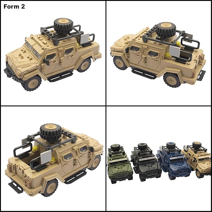 Military Vehicle Building Toy Armored Vehicle Building Block Toy Army Battle Brick Military Car Model Toys for Age 6 7 8 9 10 11 12+ Accessories Compatible with Major Mini Figure (Desert Color)
