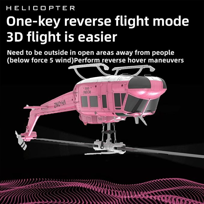 RC ERA C032 UH-1 Huey Helicopter - Remote Control Helicopters for Adult 1/48 Sacle 2.4G 6CH Gyro Stabilized Aircraft with Altitude Hold &amp Optical Flow3D Stunt Drone (Pink)