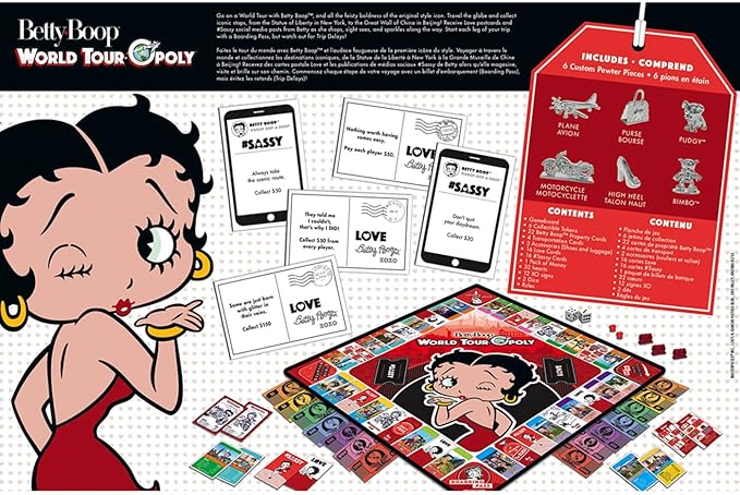 MasterPieces Opoly Board Games - Betty Boop World Tour Opoly - Officially Licensed Board Games For Adults Kids &amp Family