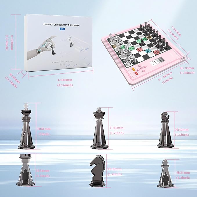 Electronic Chess Set Computer Chess Game Chess Set Board Game Electronic Chess Game LEDs Built-in Battery Great Partner for Play and Practice