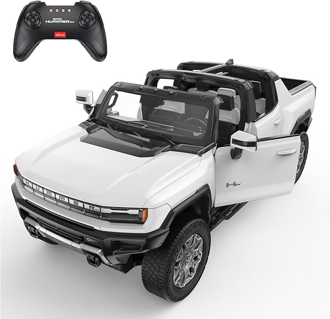 RASTAR Remote Control Car 1/16 Scale GMC Hummer EV Pickup RC Car Electric Off-Road Monster RC Hummer Truck for Kids Boys White 2.4G