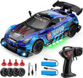 1:24 Scale RC Drift Car 4WD 2.4GHz High Speed Racing Sport Toy Car with LED Lights Racing and Drift Wheels (E83-Blue)
