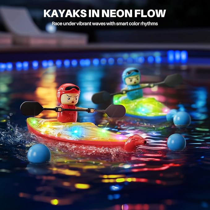 SYMA RC Boats 2 Pack for Kids 6-12 Remote Control Kayaks with Magnetic Dolphin Nose &amp 3 Balls Up to 40 Min Playtime LED Light Up Water Toys for Pool Water Table &amp Bathtub