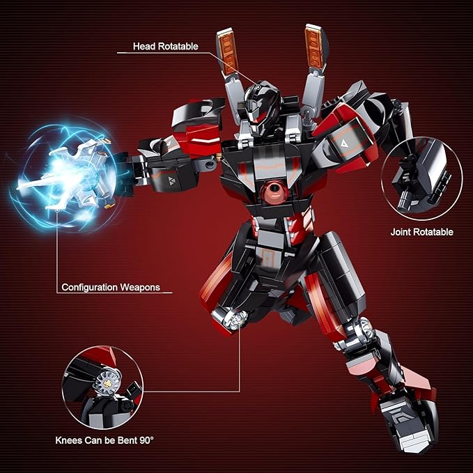 HIGH GODO Wanderer Mech Building Blocks Set for AdultsDark Robot Model Building Kit with 2 Multiple Weapons 585 Pieces Creative Collectible Gift for Teens 14+