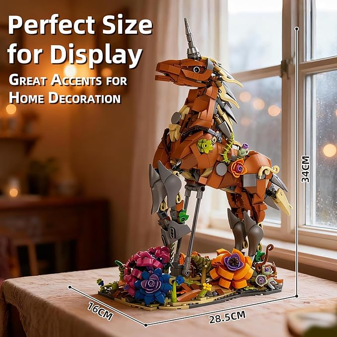 MENTOJOY 2-in-1 Magical Unicorn &amp Deer Building Set - 1367 Pieces Fantasy Animal Model Educational STEM Toy &amp Desktop Decoration Gift for Kids Ages 6+