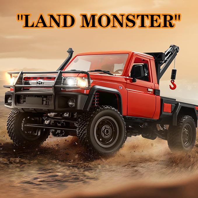 MN82T RC Rock Crawler Car 1/12 Scale Toyota Pickup Truck  2.4GHz 4WD Off-Road Remote Control Truck 2-Speed Modes 2×1200mAh Batteries All-Terrain Crawler for Adults Kids Indoor Outdoor (whth Gift)