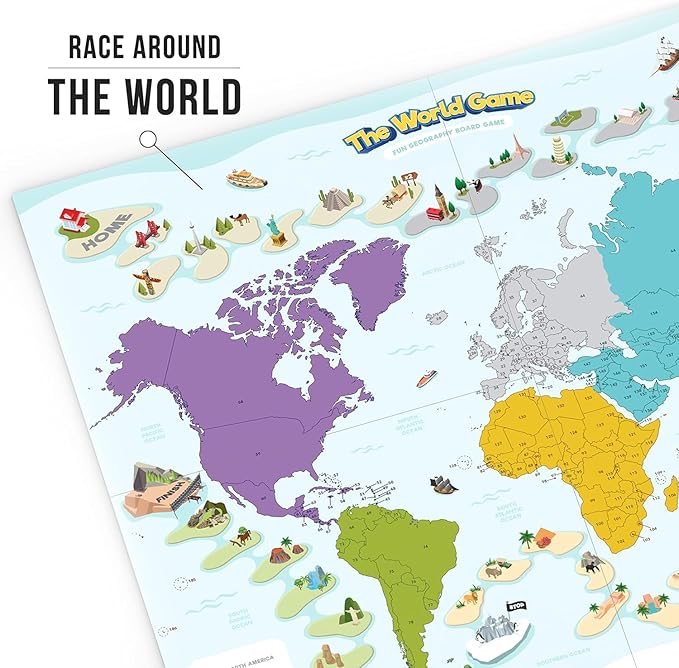 The World Game - Fun Geography Board Game for Easter - Educational Game for Kids &amp Adults - Cool Learning Gift Idea for Teenage Boys &amp Girls 2-5 Players