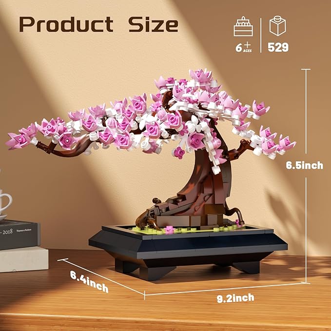 Bonsai Tree Building Set 4 in 1 Four Seasons Bonsai Tree Building Toy Plant Collection Home Decoration Building Blocks DIY Adult Creative Gifts for Kids