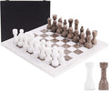 Marble Chess Set for Adults 15 Handmade White &amp Oceanic Board Game with 32 Chess Pieces 2 Extra Queens &amp Storage Box Luxury Travel Game – Elegant Home Décor