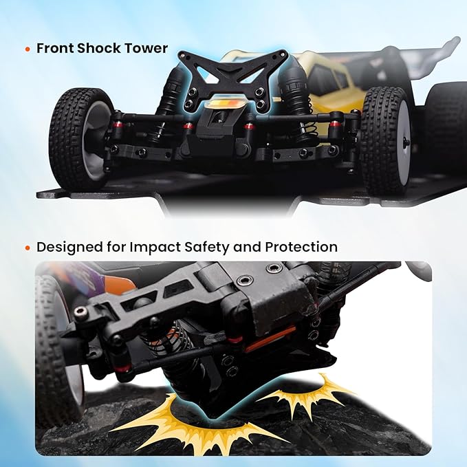 HOBBYPLUS Speck B 1/24 2WD Mini RC Car - RTR RC Buggy Fast Mini Racing Buggy Brushless Ready with Oil-Filled Shocks – Fun Indoor Remote Control Car Racing Vehicles for Adults (Razor Orange)