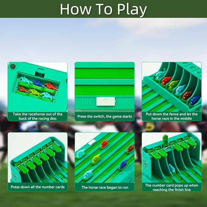 Electronic Horse Race Board Game Horse Racing Table Games Desktop Derby 6-Horse Racing GamePortable Family Party Entertainment Games (Screwdriver Attached)