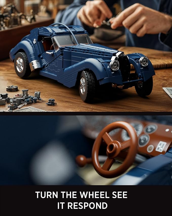 Nifeliz Atlantic Sports Car Building Set for Adults 1:14 Scale Vintage Grand Tourer Model Set Collectible Classic Vehicle Building Model Gift for Car Lovers (1127 PCS NF10320)
