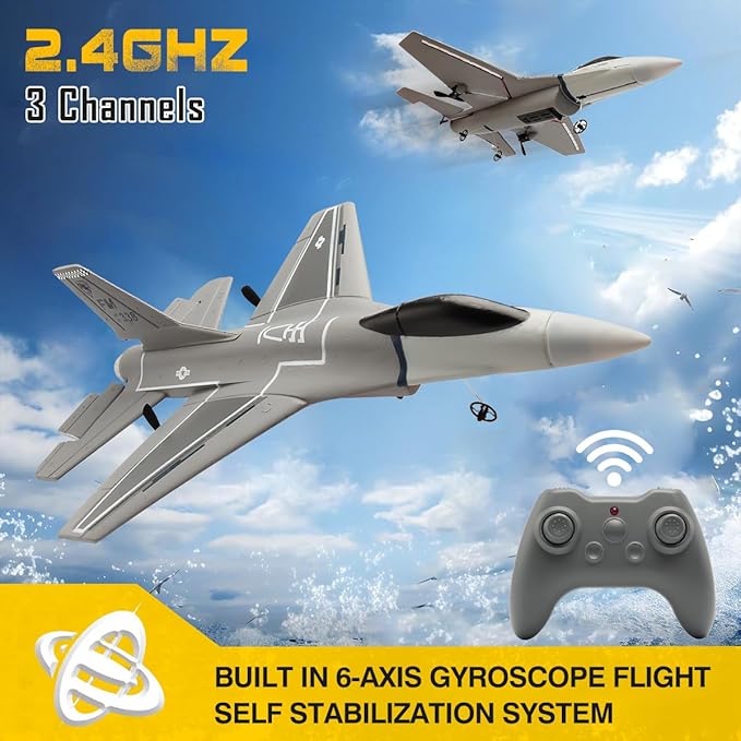 jaming RC Plane 3 Channel Remote Control Airplane for AdultsF16 RC Fighter with 6-Axis Gyro2.4GHz Controlled Hobby Glider Jet Aircraft for BeginnersAdults &amp Kids Gift