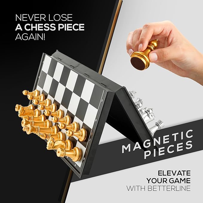 Magnetic Chess Game &amp Digital Clock Timer Set - Professional and Portable 14 x 14 Travel Chess Board Games