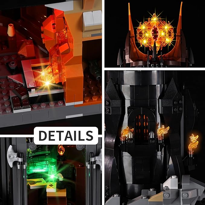 Kyglaring LED Light Kit Compatible with Lego The Lord of The Rings: Barad-dur 10333 Building Blocks Upgraded Lighting Accessories for 10333 Model Set (Model Not Included) RC Version.
