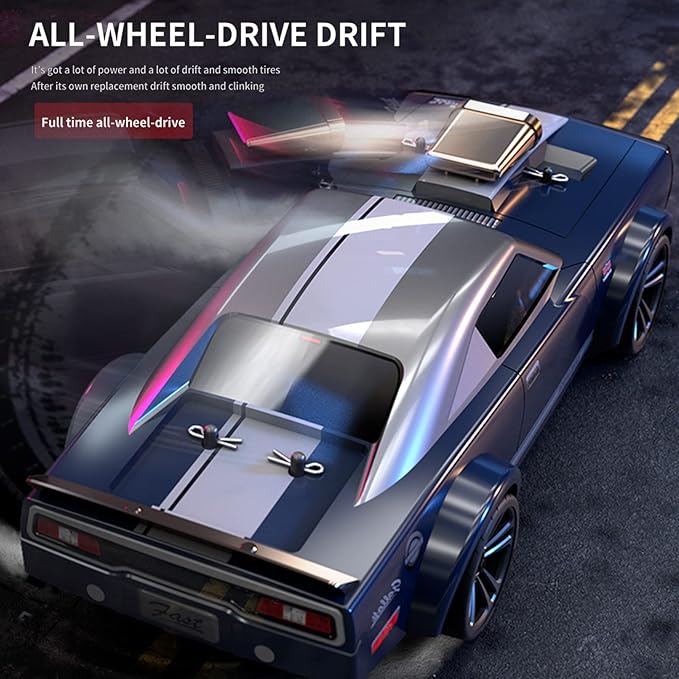 GoolRC 1:16 Scale RC Drift Car 4WD 35KM/H High Speed Remote Control Racing Car 2.4GHz Drifting for Adults with Cool LED Lights and Extra Drift Tires (Blue)
