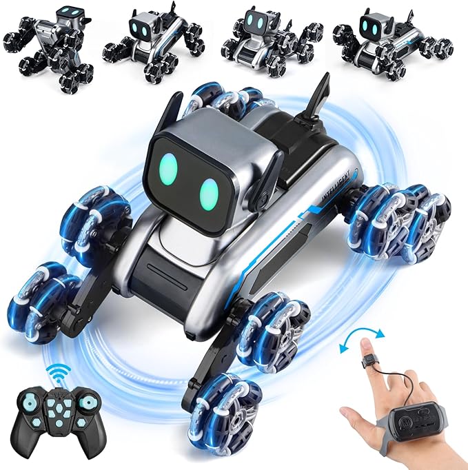 Robot Dog Toys RC Stunt Car for Kids Adults 8WD Gesture Sensor Remote Control Cars with Light Music 2.4Ghz Remote Control Robot Christmas Birthday Toy for 6 7 8 9 10 11 12 13 Boys Girls Kid