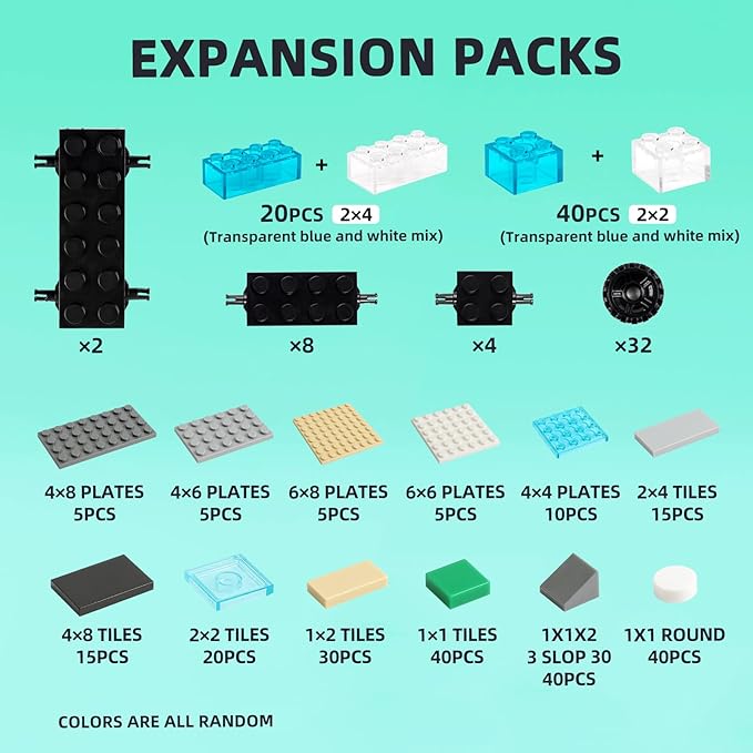 1500 Pieces Building Bricks Classic Building Bulks with 30PCS Small Flat Plates and 46PCS Wheel Parts and Pieces - Compatible with Lego and Other Brands 16 Color/18 Size