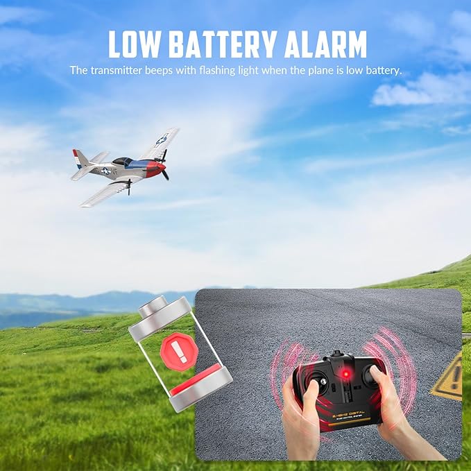 volantexrc RC Plane 3 Channel Remote Control Airplane Fighter Toys 2.4GHz 6-axis Gyro Stabilizer RTF Glider Aircraft Plane Easy to Fly for Adults Beginners (P-51D Mustang)