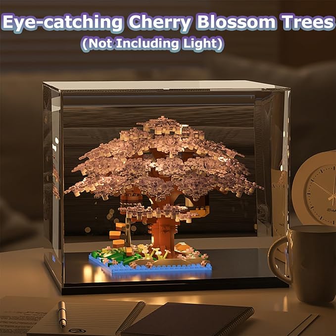 Beego 2 Bonsai Tree Cherry Blossom Building Toy Not Compatible with Lego Japanese Sakura Pink&ampPurple Flower House Building Micro Bricks Tree House Botanical Collection for Adults Teen (2201 PCS