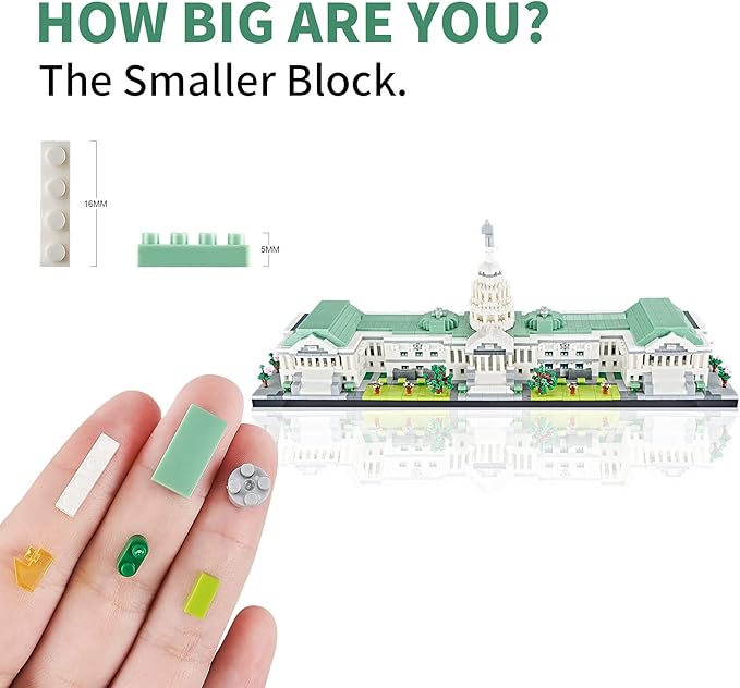 Gift Architecture Capitol Building Model Set - 3630pcs | Micro Blocks | Detailed Designs | Display-Worthy | Great Gift for Adults Ages 14+