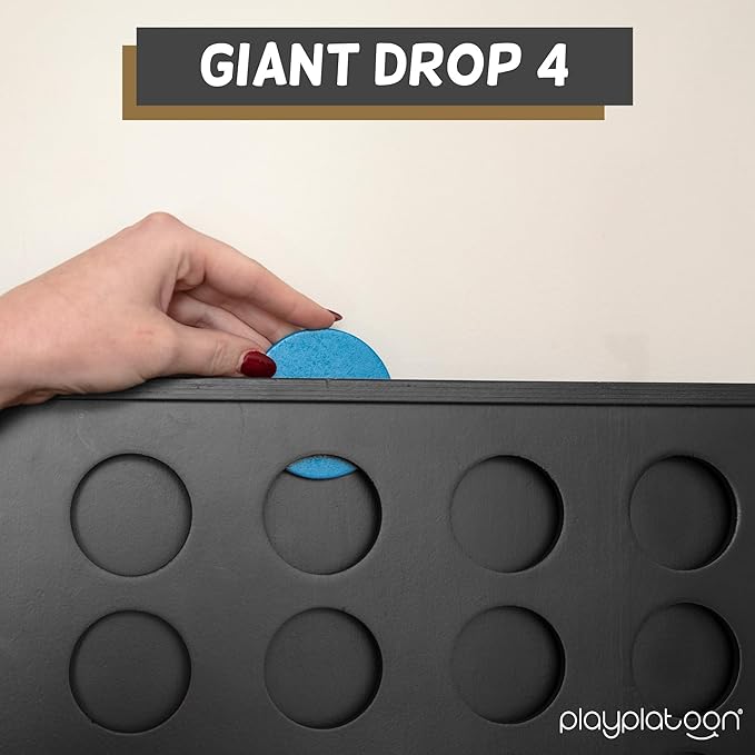 Play Platoon Wall Mounted Giant 4 in a Row Game - Large4 in a Row Outdoor 22x24 Inch Big Wood Wall Game Room Furniture for Bar &amp Basement Games