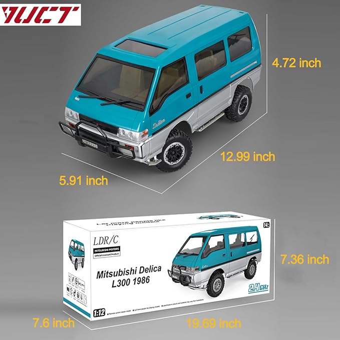 YUCT 1/12 Mitsubishi Delica L300 4WD RC Rock Crawler 2.4GHz Remote Control Van Two 1200mAh Batteries