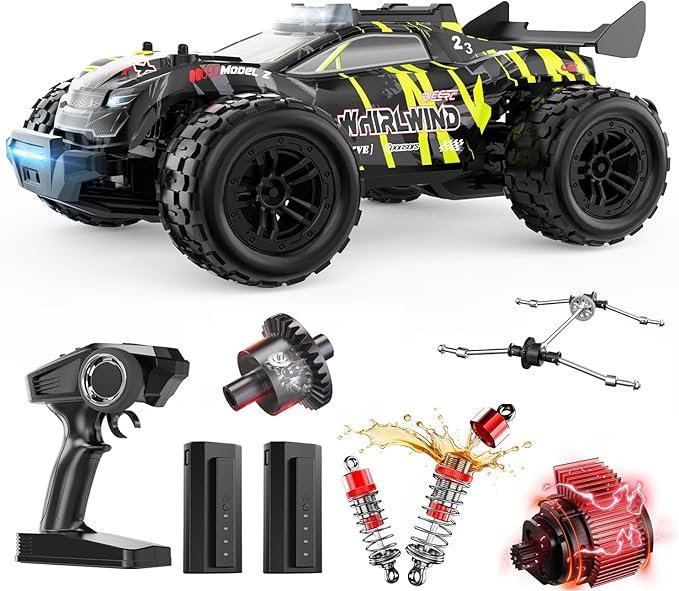 DEERC 1611 1/14 Fast Brushless RC Car for Adults 43 MPH High Speed 4x4 Off-Road RC Truck Waterproof Monster Truggy All Terrain Remote Control Drift Car for Boys 8-12 2 Batteries 3S Lipo Compatibl