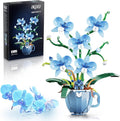 Blue Orchid Flower Building Set with Vase for Adults Compatible with Lego Botanical Flowers 567pcs Ideas Plant Collection Toys for Home and Office Decor Gifts for Christmas Mother's Day