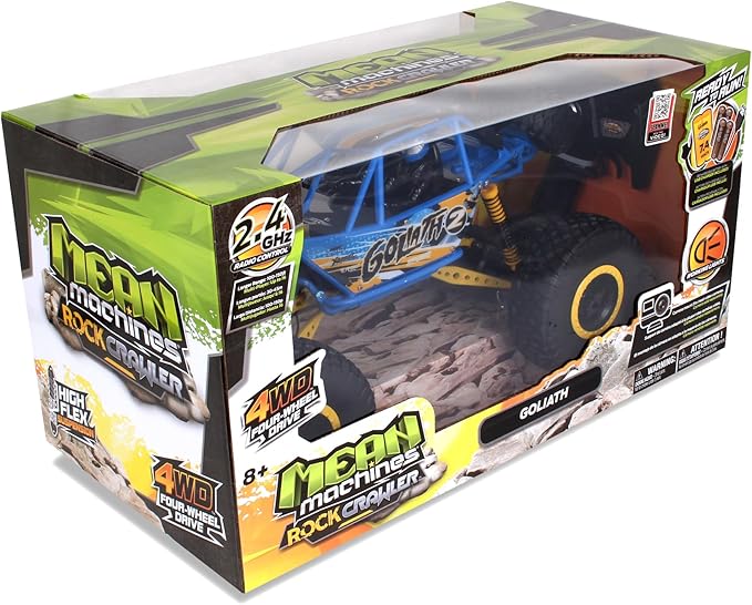 NKOK Mean Machines 1:10 2.4GHz RC 4x4 Xtreme RC Goliath Off-Road Truck RTR Designed for Rough Terrain Climbing Pistol Grip Full Function Controller Powerful Motor Action Camera Mount