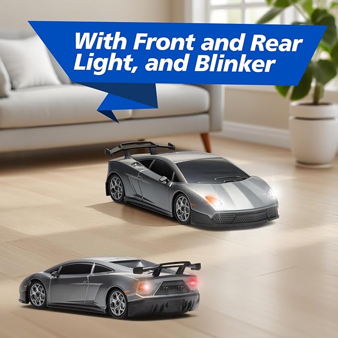 YONCHER Mini RC Drift Car with Gyro 1:43 4WD Full Proportional Remote Control Car Professional High Speed Drift RC Cars with Turn Signal Lights Racing Toy for Adults Kids Boys Gray