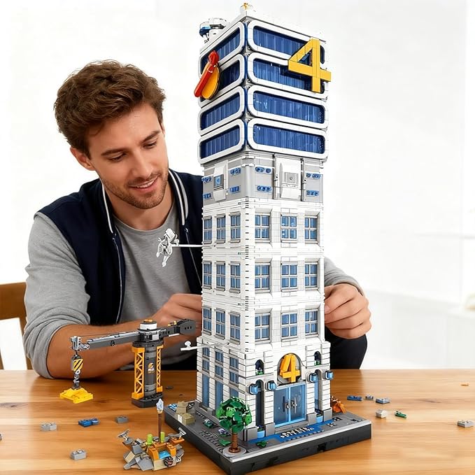 Skyscrapers Modular Building Blocks71cm Tall Four Heroes Tower Building Architecture Set -Space Academy Collectible Display Toy with Adults Sci-Fi MOC Construction Gift(6135pcs)