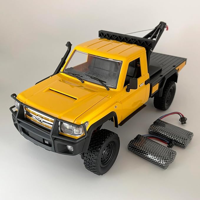 MN82T RC Rock Crawler RC Truck 4x4 1/12 Scale Remote Control Pickup with Crane Hook RTR Hobby All Terrain Proportional Throttle Steering 280 Motor Upgraded Chassis for Adult 2 Batteries
