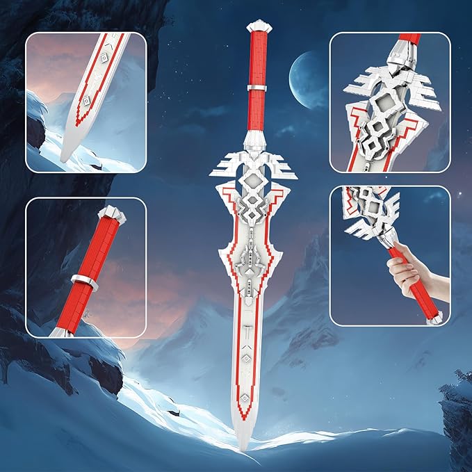 Reobrix Sword Building Sets for Adults Cool Royal Claymore 99015 Collectible Build and Display Model Anime-Style Cosplay Toy Sword Home Office Decor Gifts for Classic Game Fans Boys 14+ (981 PCS)