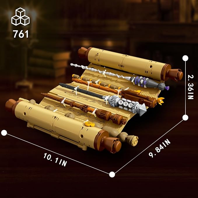 HIGH GODO Magic Wand Scroll Building Set for Adults MOC Magic Wizard Wand Model Kit Can Be Hung on The Wall Home Office Decor Kit Creative Toys Gifts for Teens Adults 14+ (761 PCS)