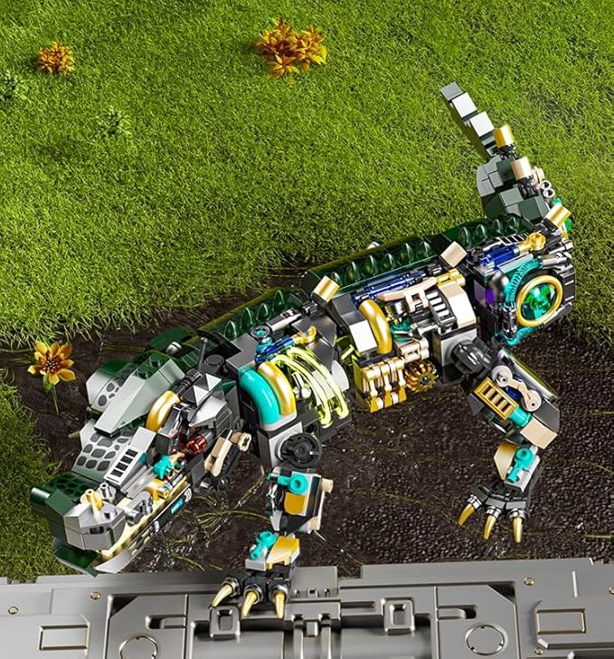 Mechanical Crocodile Building Set with Lights and Display Stand Lego-Compatible Animal Building Blocks Toy Home Decor Gift for Boys Teens Kids and Adults Aged 12+ (996 Pieces)