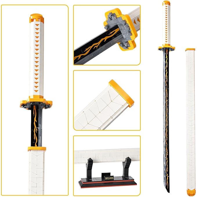 Zenitsu Demon Swords Building Set39in Demon Sword Building Block with Scabbard and Stand Model Kits ToyCreative Samurai Sword Gifts for Adults and Kids Boys 8-14 (956 PCS)