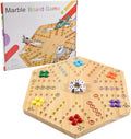 Original Marble Game Wahoo Board Game Double Sided Painted Wooden Fast Track Board Game for Friends and Party 6 and 4 Players 6 Colors 24 Marbles 6 Dice