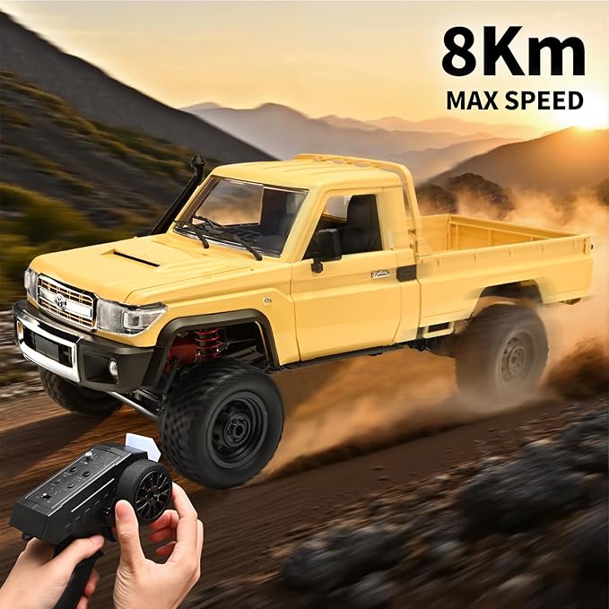 RC Rock Crawler 1/12 RC Crawler Off Road RC Truck 4x4 with 2.4GHz Remote Control 280 Brushed Motor All Terrain Rremote Control Truck RTR Proportional Throttle Steering MN-82（Yellow）