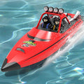 RC Boat W/ 2.4GHz Remote Control 2 Rechargeable Batteries &amp LED Lights for Pool Lakes Water High Speed RC Sport Jet Boat RTR for Adults Gifts Toys (Red)