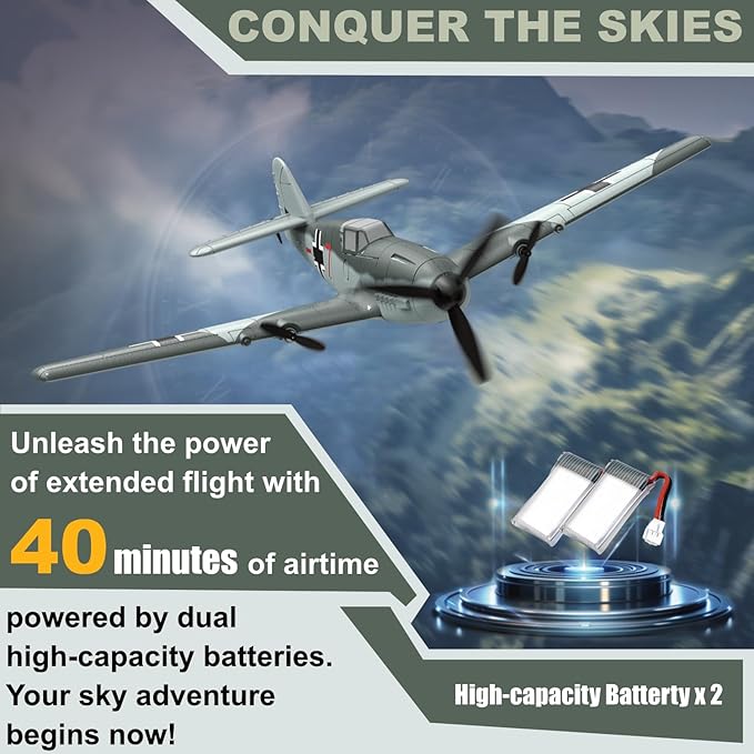 RC Plane 3 Channel BF - 109 Remote Control Airplane 2.4GHz &amp 6 Axis Gyro Stabilizer 2 Batteries Included Ideal for Adults Beginners