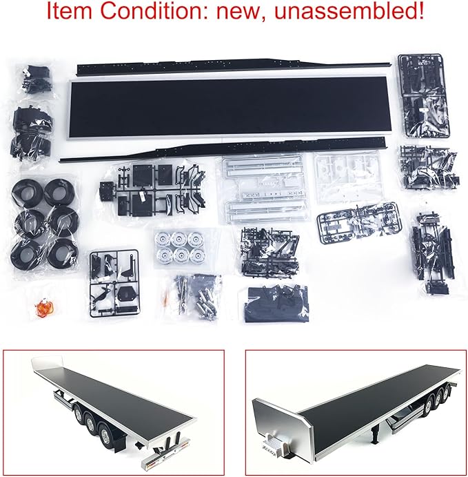 TOUCAN RC HOBBY US in Stock RC Chassis Flatbed Semi Trailer for DIY Model 1/14 Tractor Truck