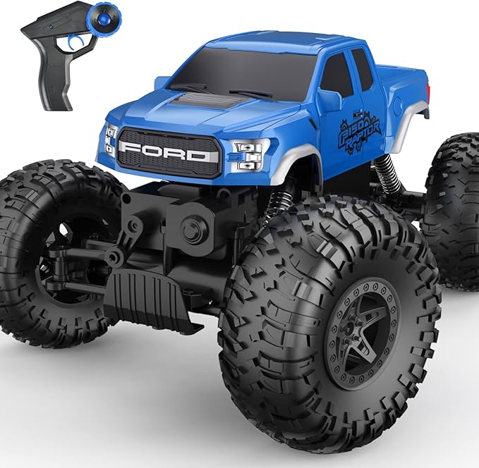 DOUBLE E Ford Raptor F150 RC Car 4WD Monster Trucks for Boys11 Inches Off Road Crawler Vehicle RC Truck Toy Gift for Boys Girls 6 7 8-12 Years-Blue