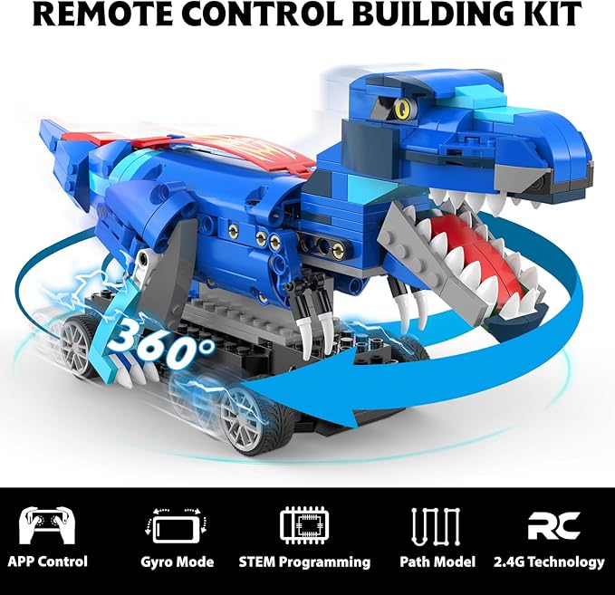 Yerloa Dinosaur Toys for Boys Age 8-12 5-7 6-7 Jurassic Building Kits for Kids 6 7 8 9 10 11 12 + Year Old 343 Pcs Remote Control STEM Projects Building Blocks Sets Educational Birthday Easter Gifts