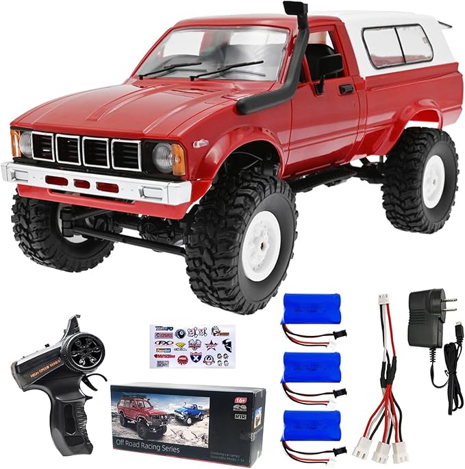 WPL C24 1/16 Scale 4x4 RC Rock CrawlerRC Crawlers RC Truck - RTR Off-Road Truck with 2.4GHz Remote Controller All-Terrain car for 14 Years &amp Up (Red)
