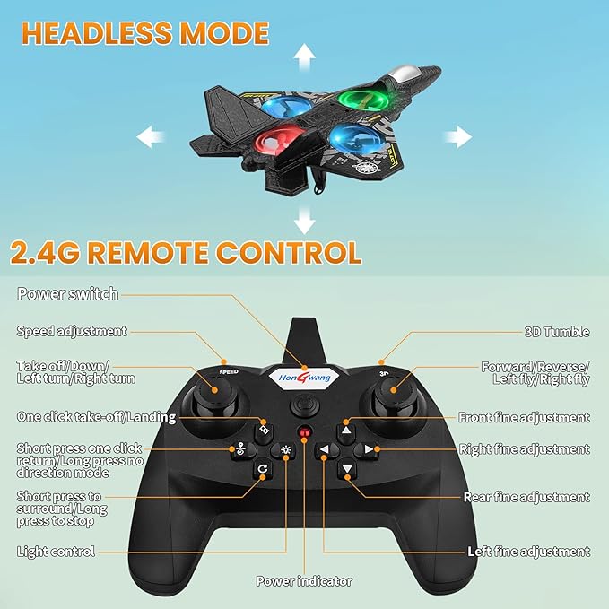 RC Plane 2.4GHz Remote Control Plane L0712 Drone Quadcopter Hovering with Auto Hovering Fighter Aircraft RC Airplane RTF for Beginner Kids and Adults3D Flip Airplane Toy