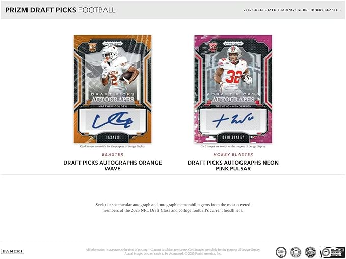 2025 Panini Prizm Draft Picks Football 6-Pack Hobby Blaster Trading Card Box (1 Silver Prizm Per Box)