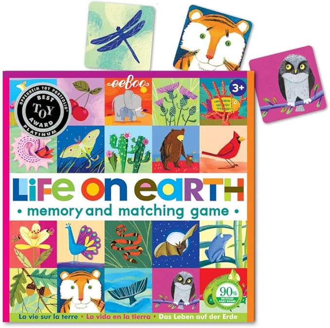 eeBoo: Memory and Matching Game - Life on Earth- 24 Pairs Develops Recognition Concentration Memory &amp Vocabulary Skills Age 3+